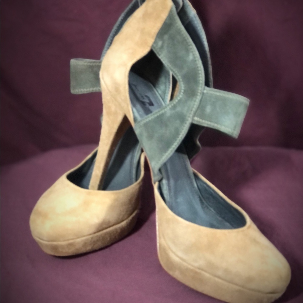 Tan & Olive, Suede, Cut-out Heels, by Seven For All Mankind